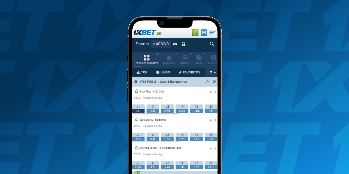 Imagem mostra smartphone aberto na página de apsotas ao vivo da 1xbet