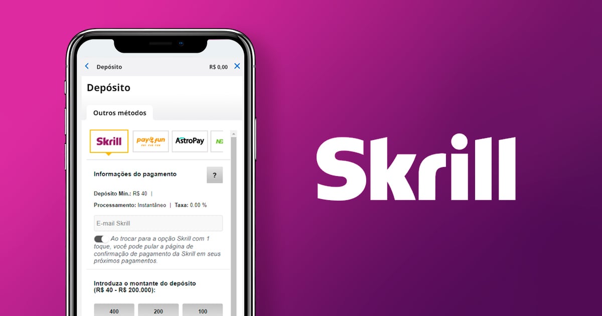 Imagem mostra smartphone aberto na página de depósito da Srill