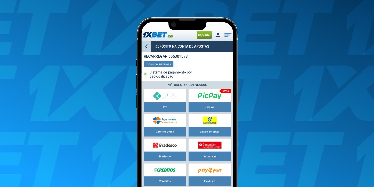 Imagem mostra smartphone aberto na página de saques e depósitos da 1xbet