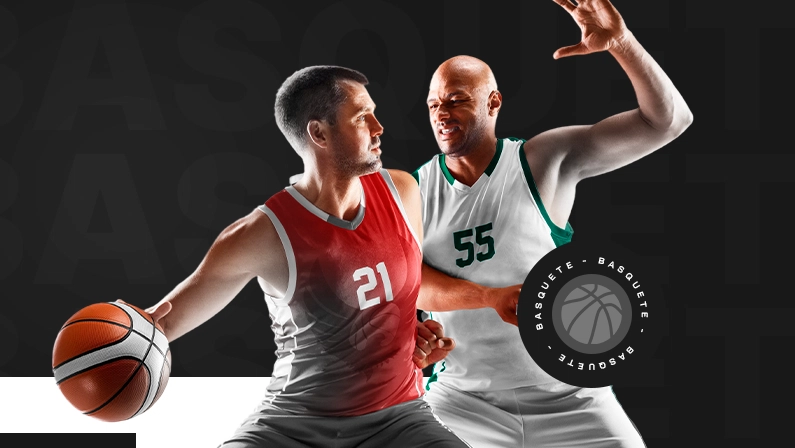 Imagem mostra jogadores de basquete