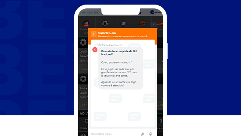 Imagem mostra smartphone aberto na página de chat da Betnacional