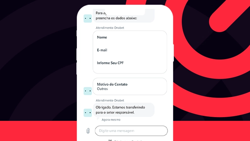 Imagem mostra smartphone aberto na página de chat da Onabet