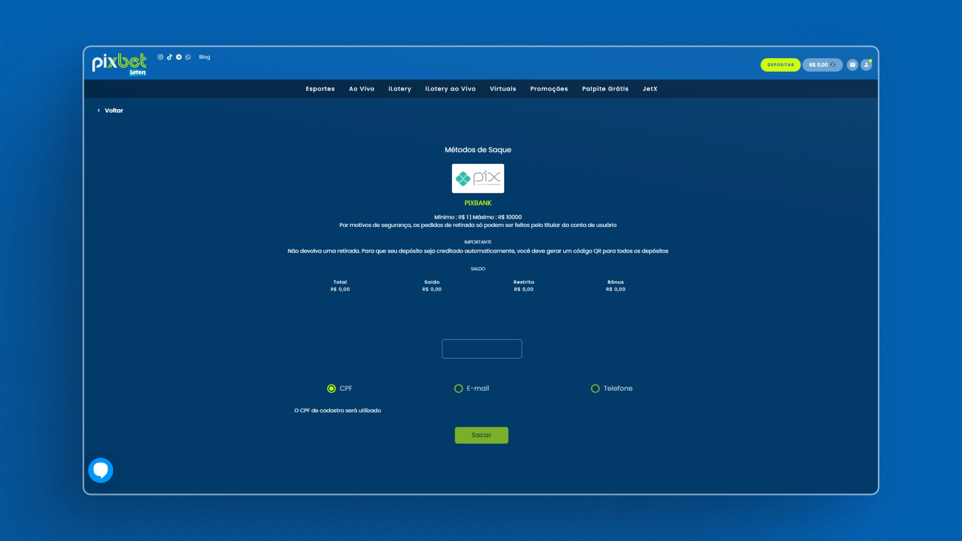 imagem Como Sacar 02 Pixbet