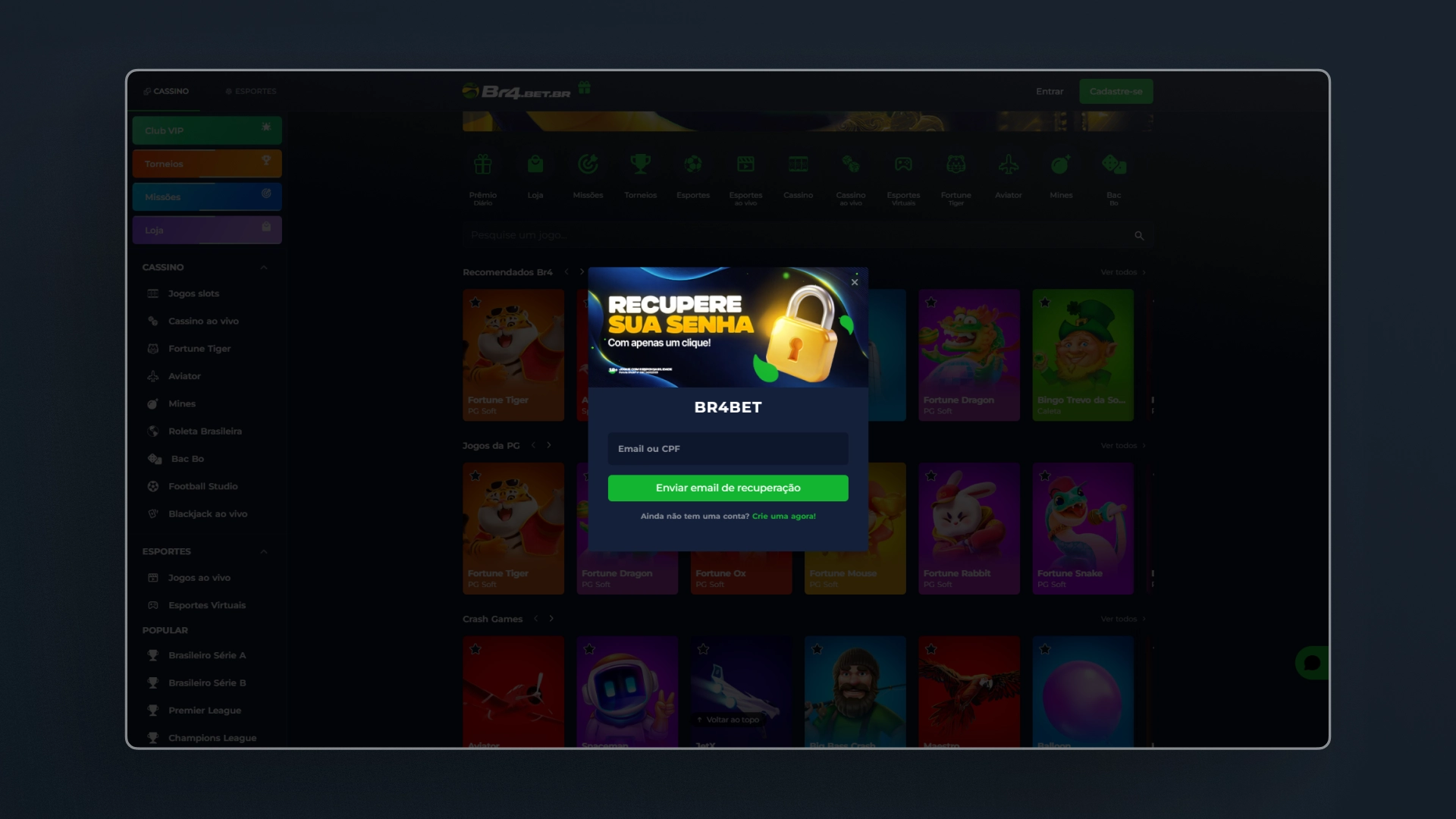 imagem Como recuperar minha conta Br4Bet