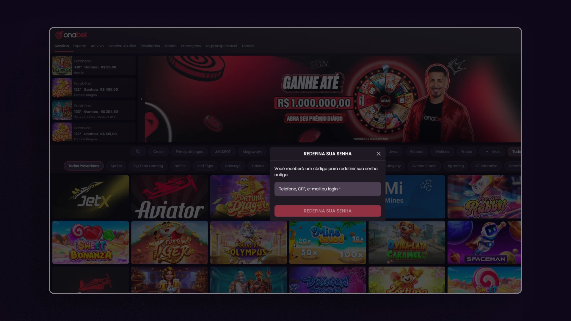 imagem Como recuperar minha conta onabet