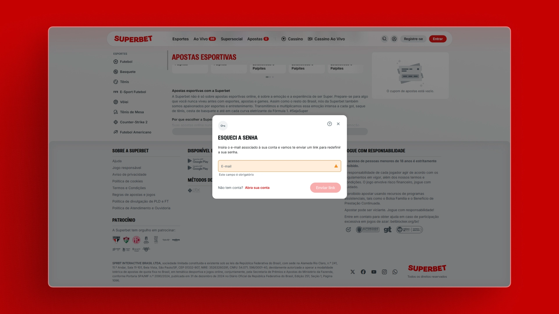 imagem Como recuperar minha conta superbet