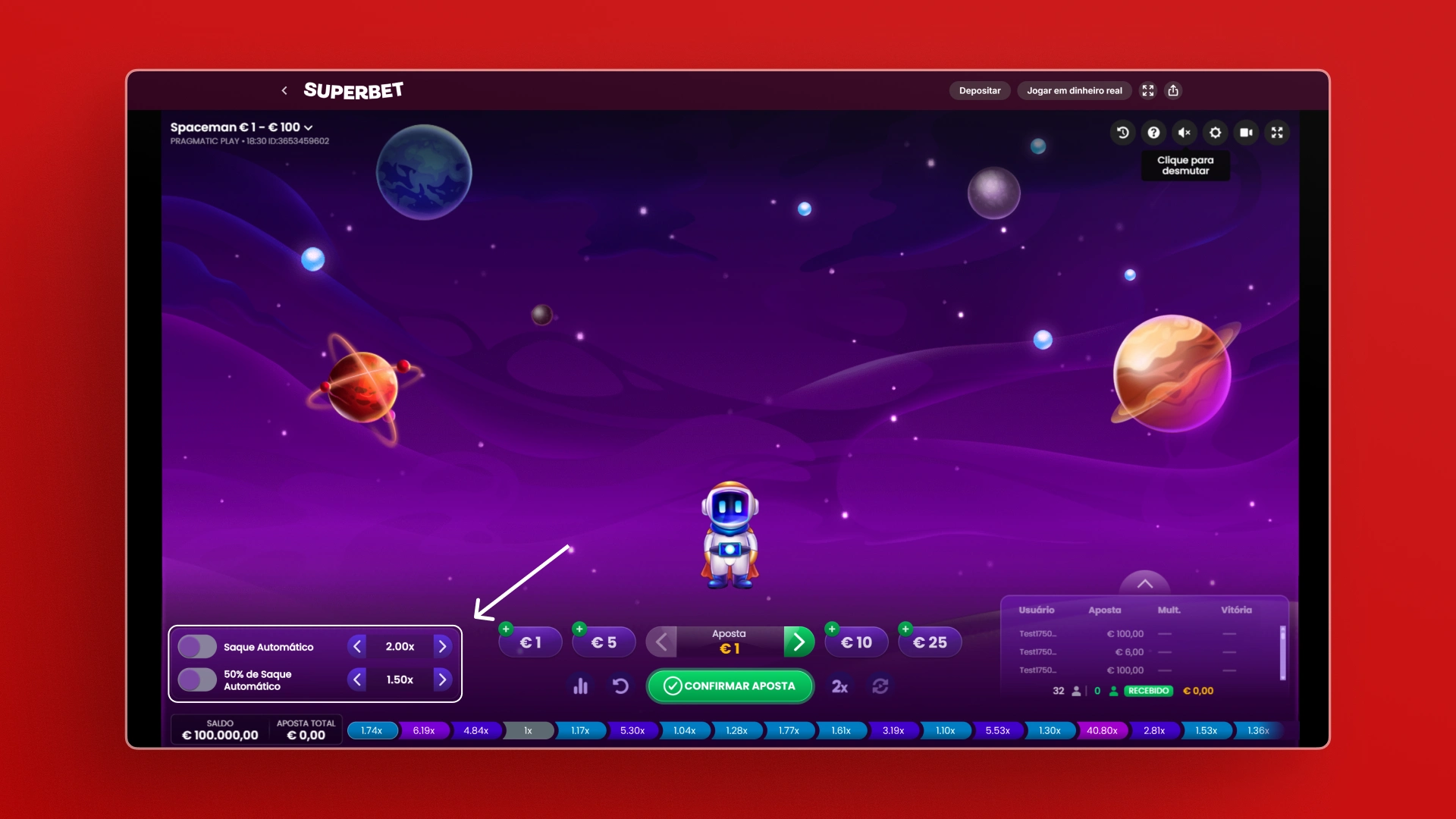 imagem Configure os Recursos Automáticos Spaceman superbet
