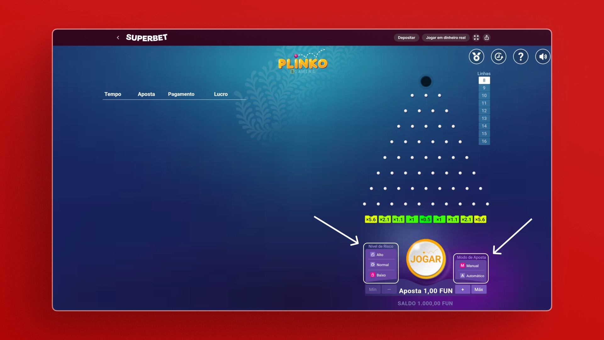 imagem Configure os Recursos Automáticos plinko superbet
