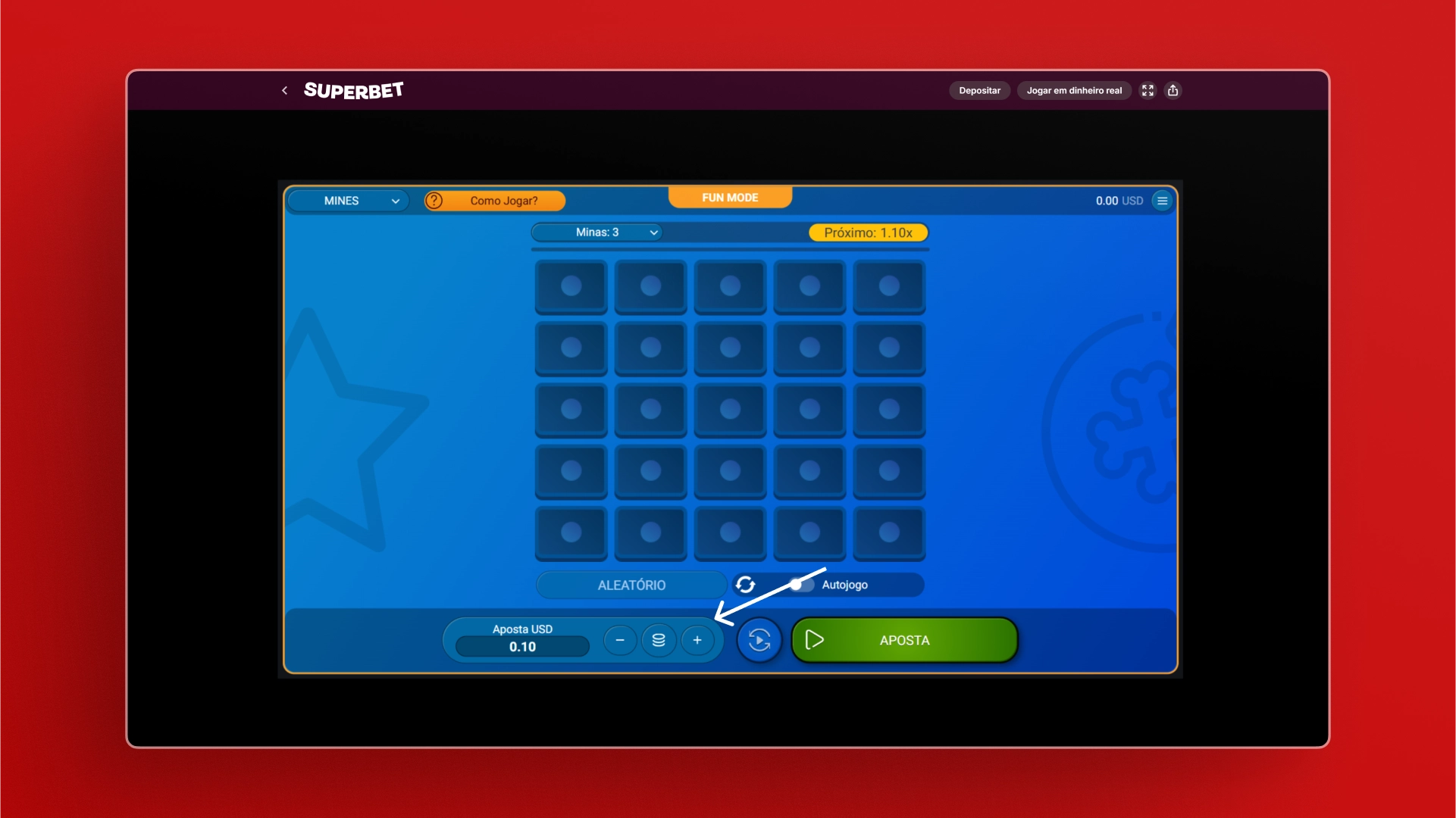 imagem Escolha o Valor da Aposta Mines superbet
