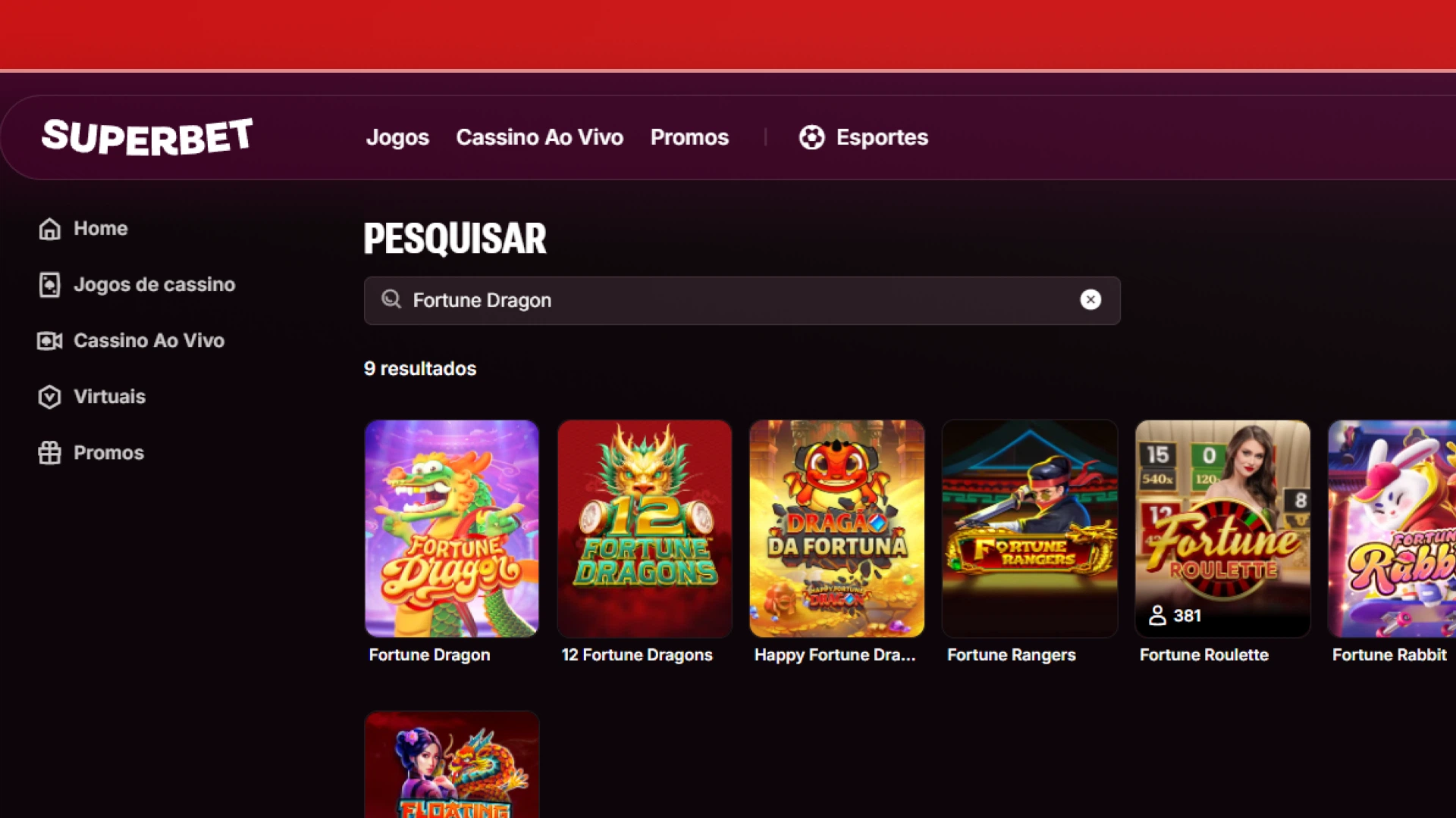 imagem Fortune dragon superbet