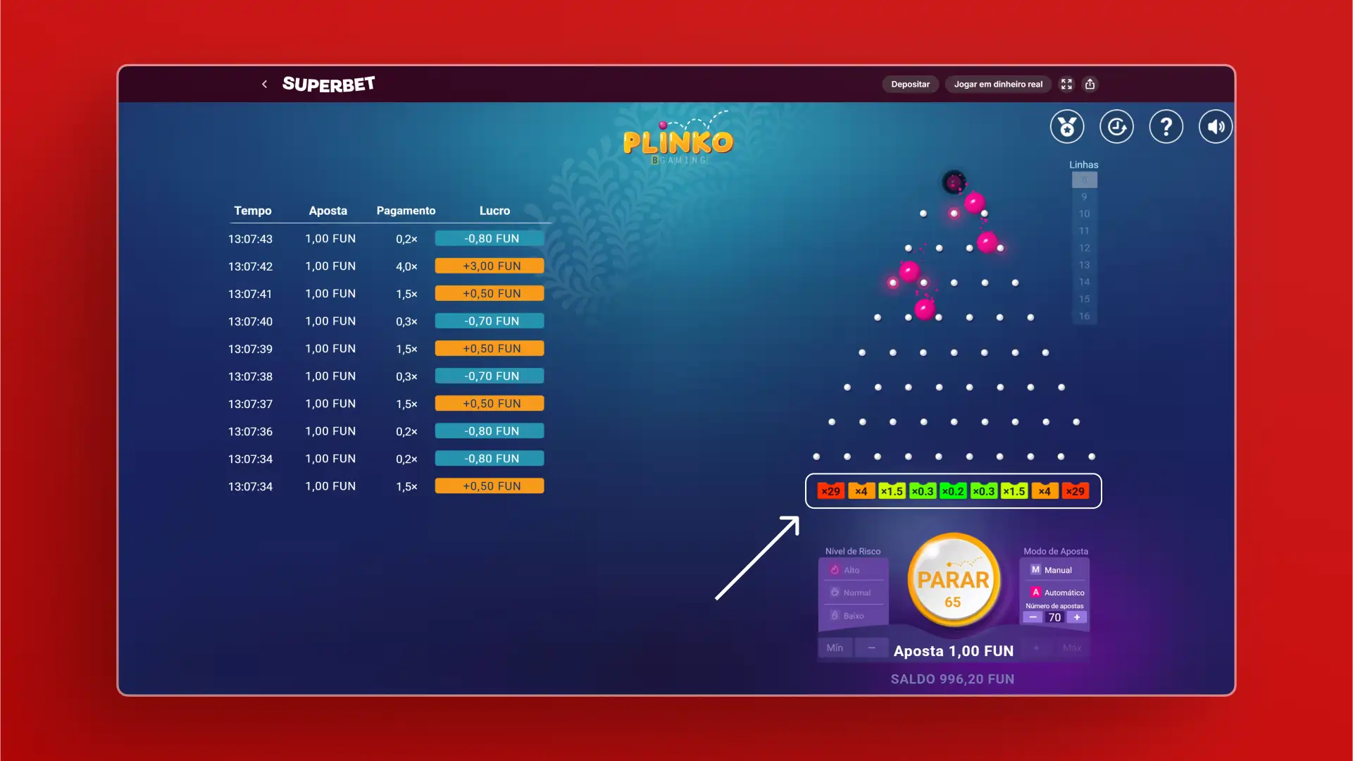 imagem Inicie a Rodada plinko superbet
