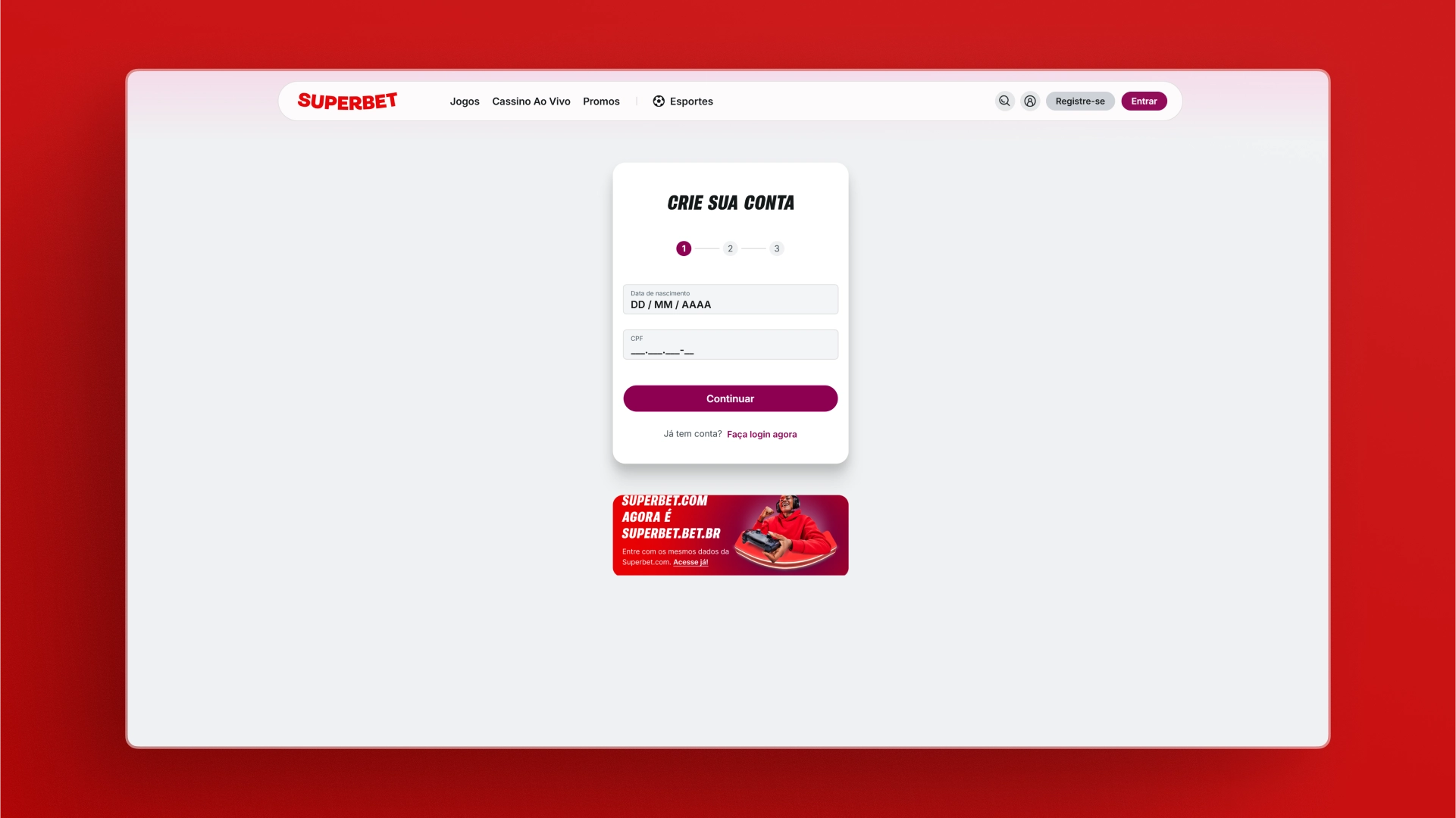 imagem _Faça Login ou Cadastre se superbet