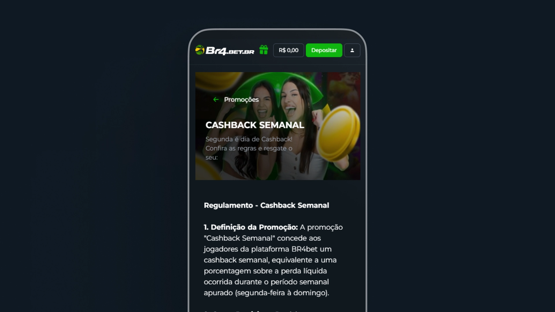 imagem bonus Cashback em Cassinos br4bet