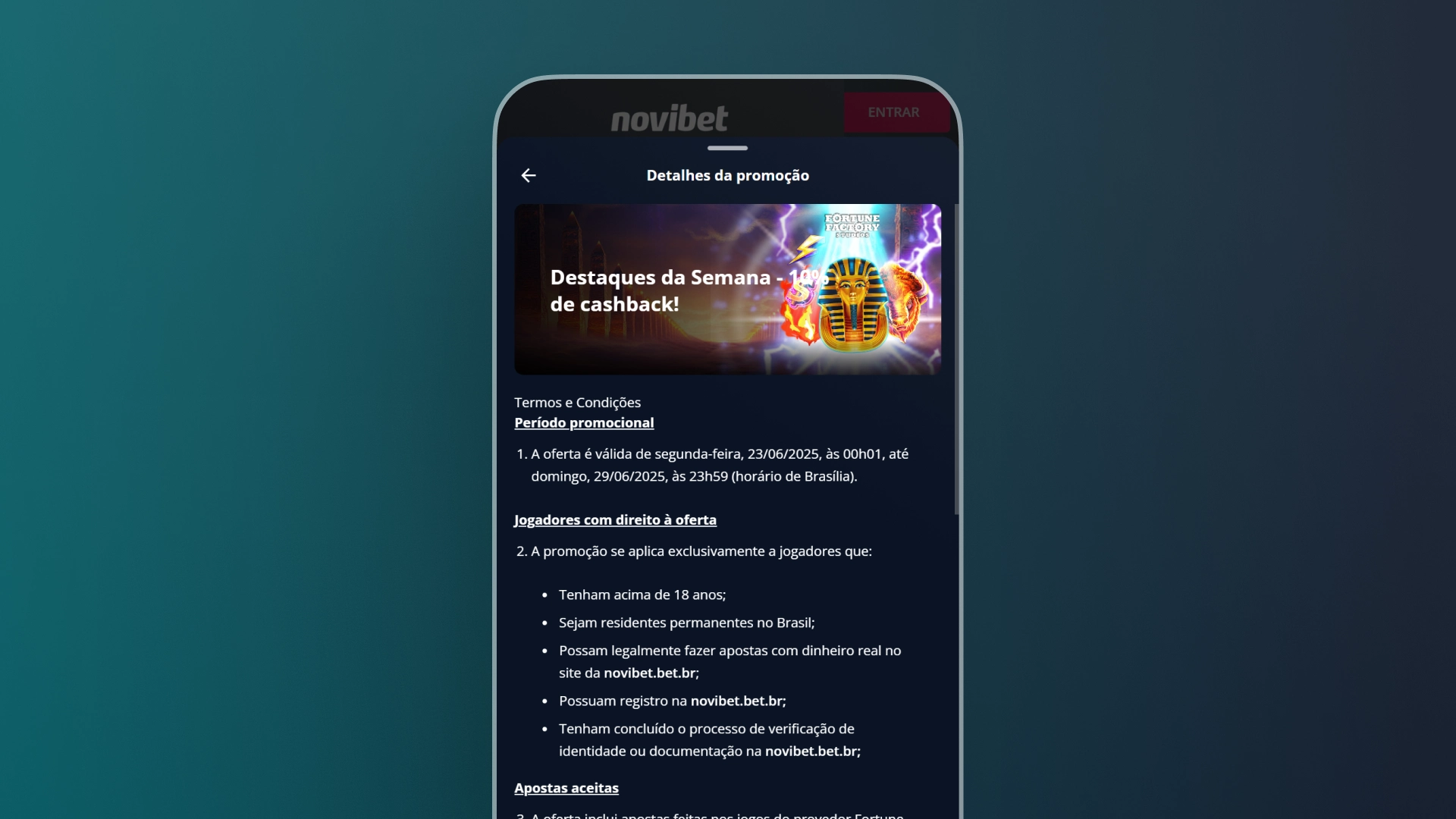 imagem bonus Cashback em Cassinos novibet