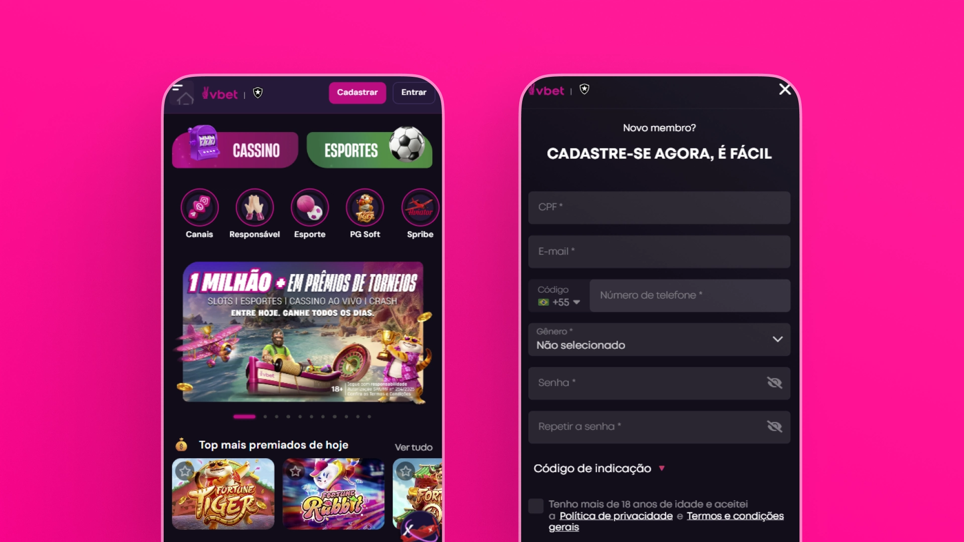 imagem cadastro mobile VBet