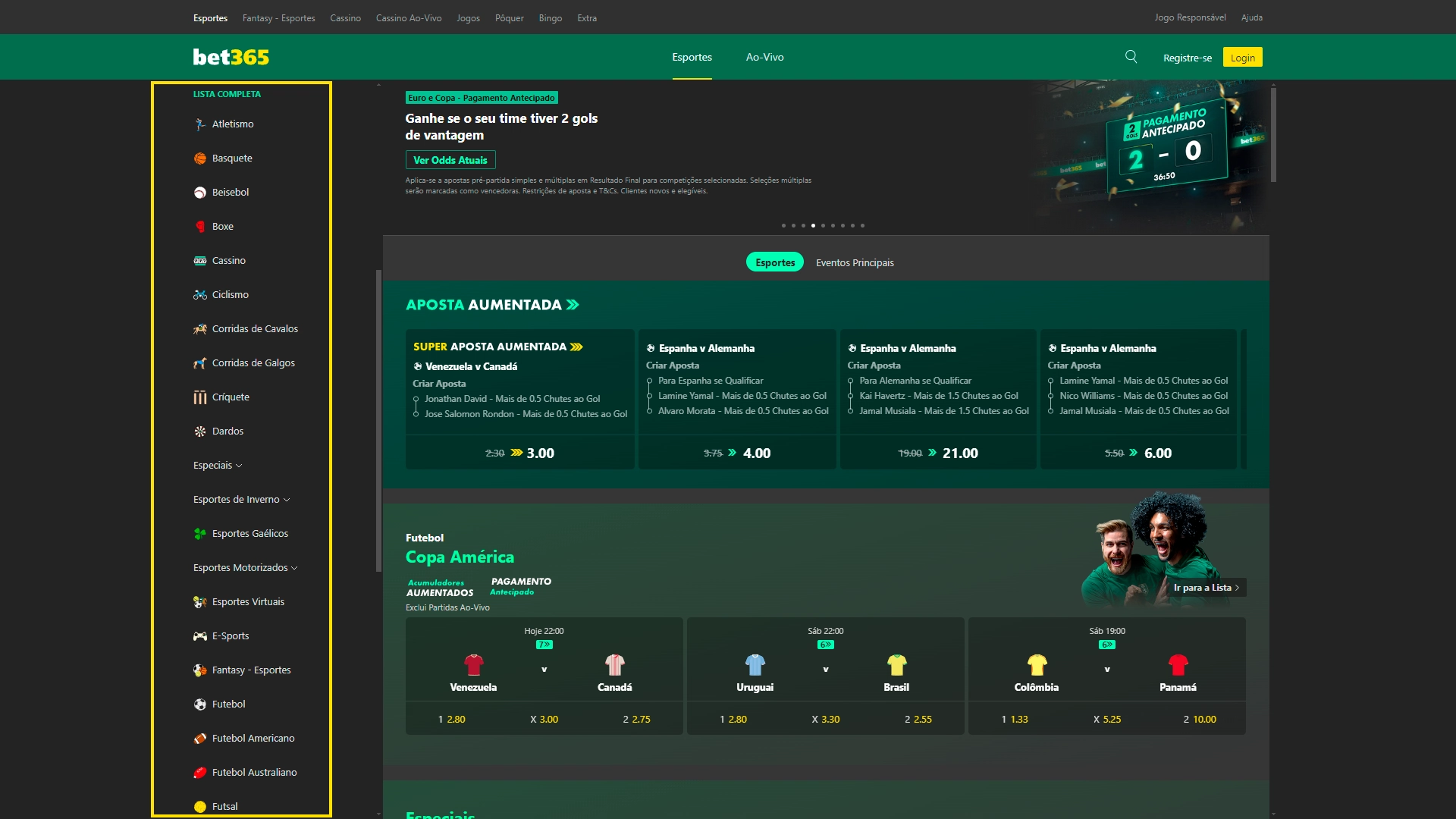 imagem captura Variedade de Esportes Bet365