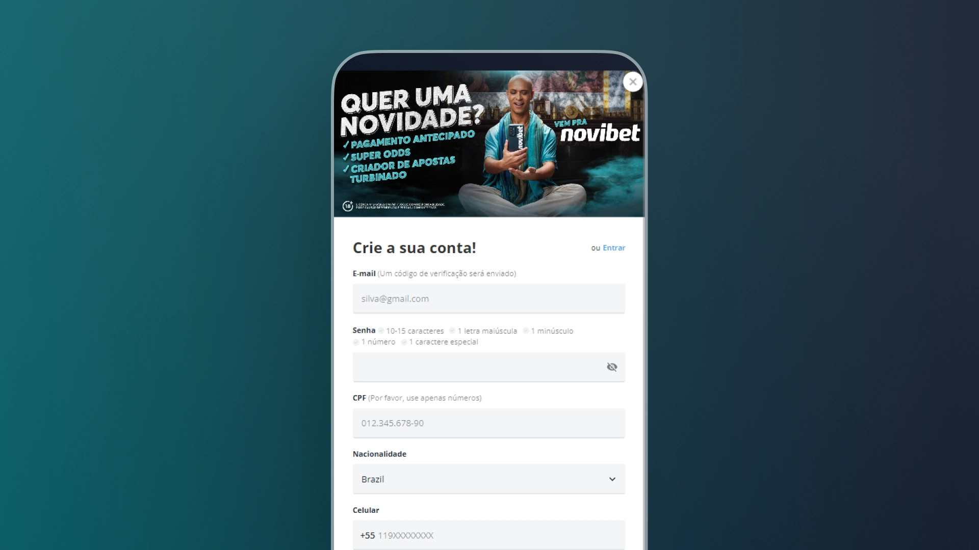 imagem captura cadastro 2 novibet