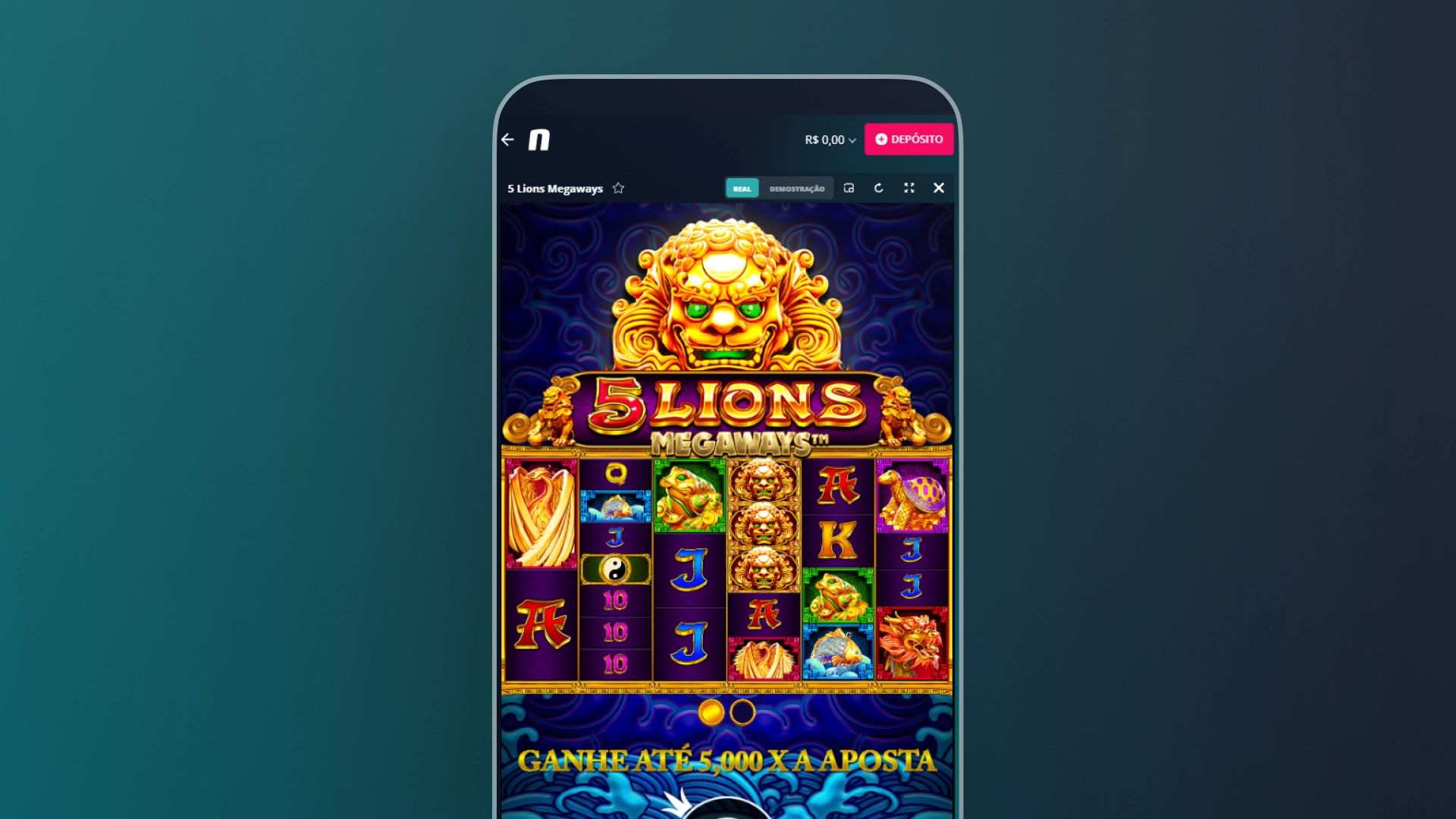 imagem captura cassino 5 lions megaway novibet
