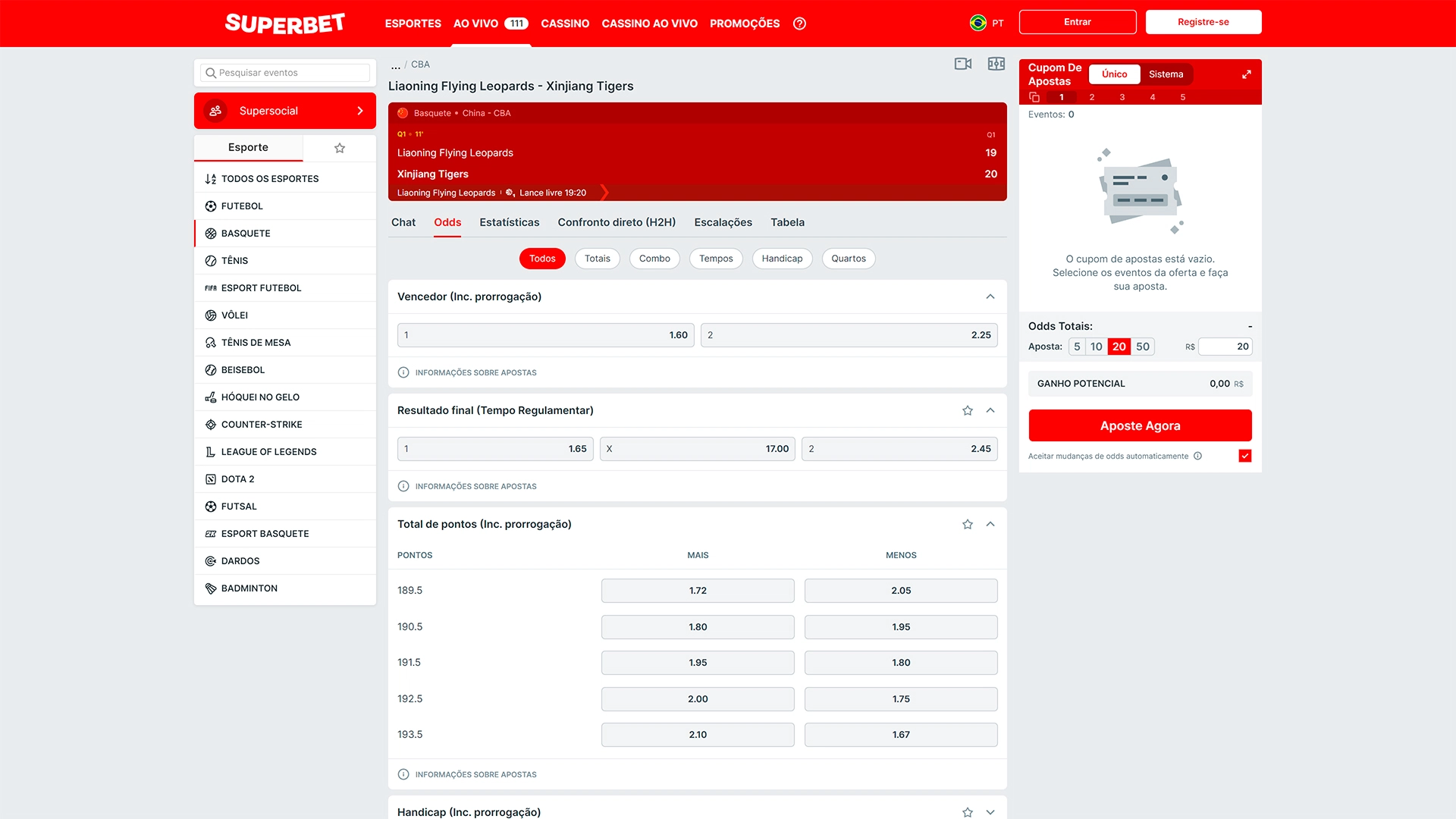 Print mostra página de como apostar na Superbet