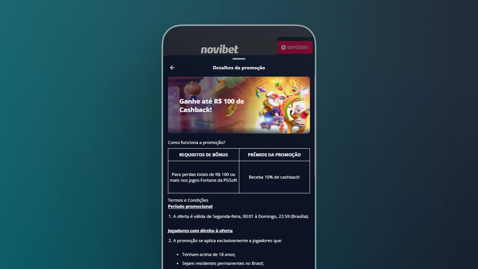 imagem captura promoçoes cassino Cashback em Jogos Selecionados novibet