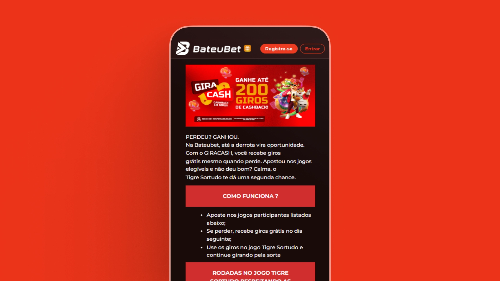 imagem captura promoçoes cassino cashback em giros BateuBet