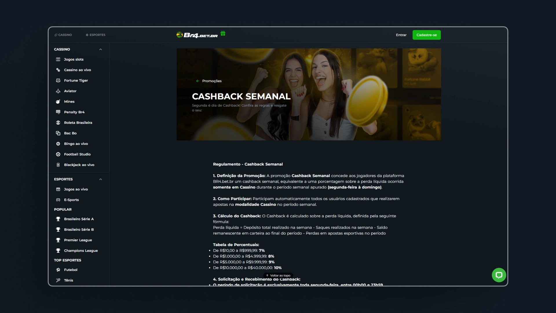 imagem captura promoçoes cassino clube vip br4bet