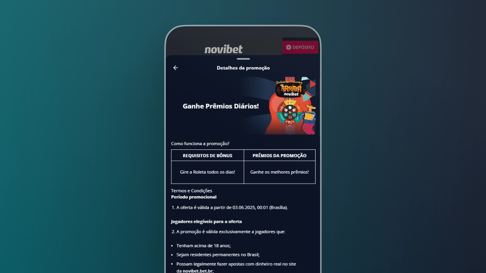 imagem captura promoçoes cassino roleta dde premios diarios novibet