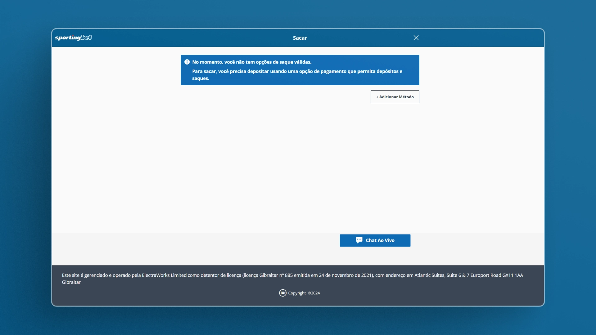 imagem captura saque saldo Sportingbet