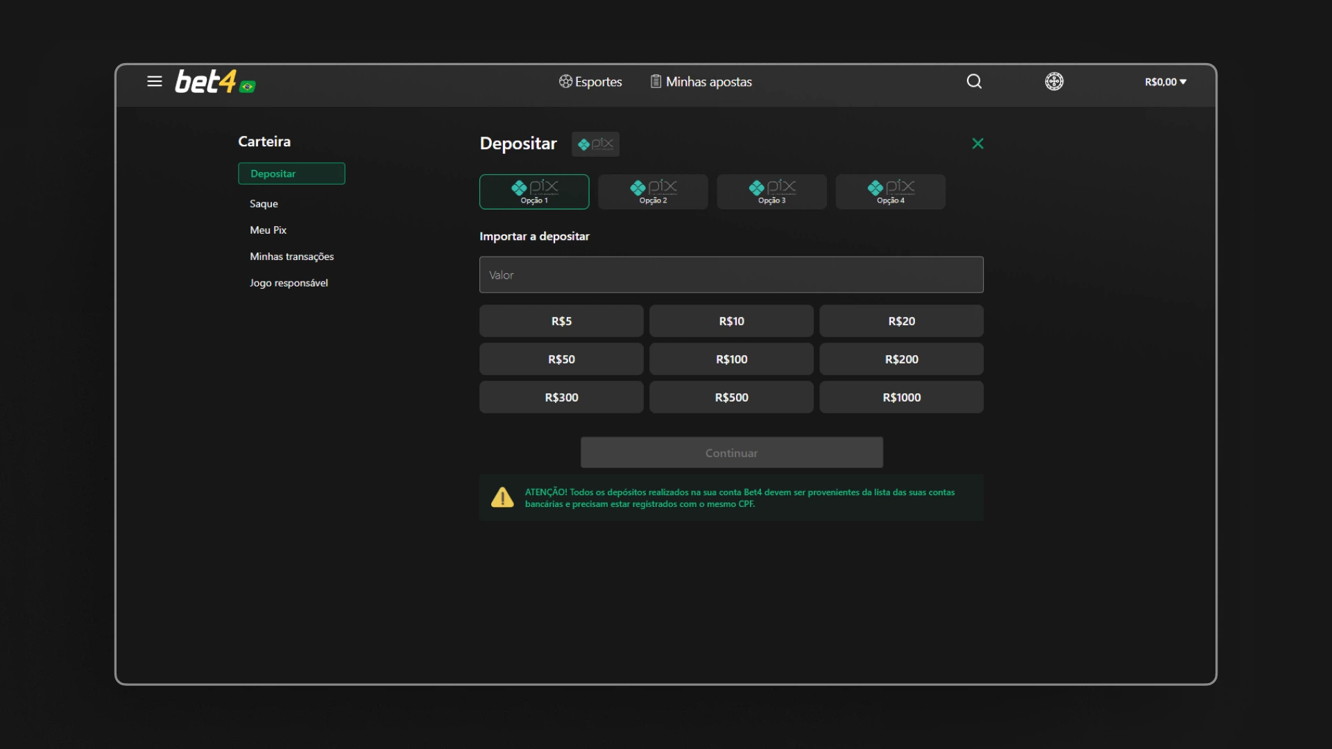 imagem deposito bet4