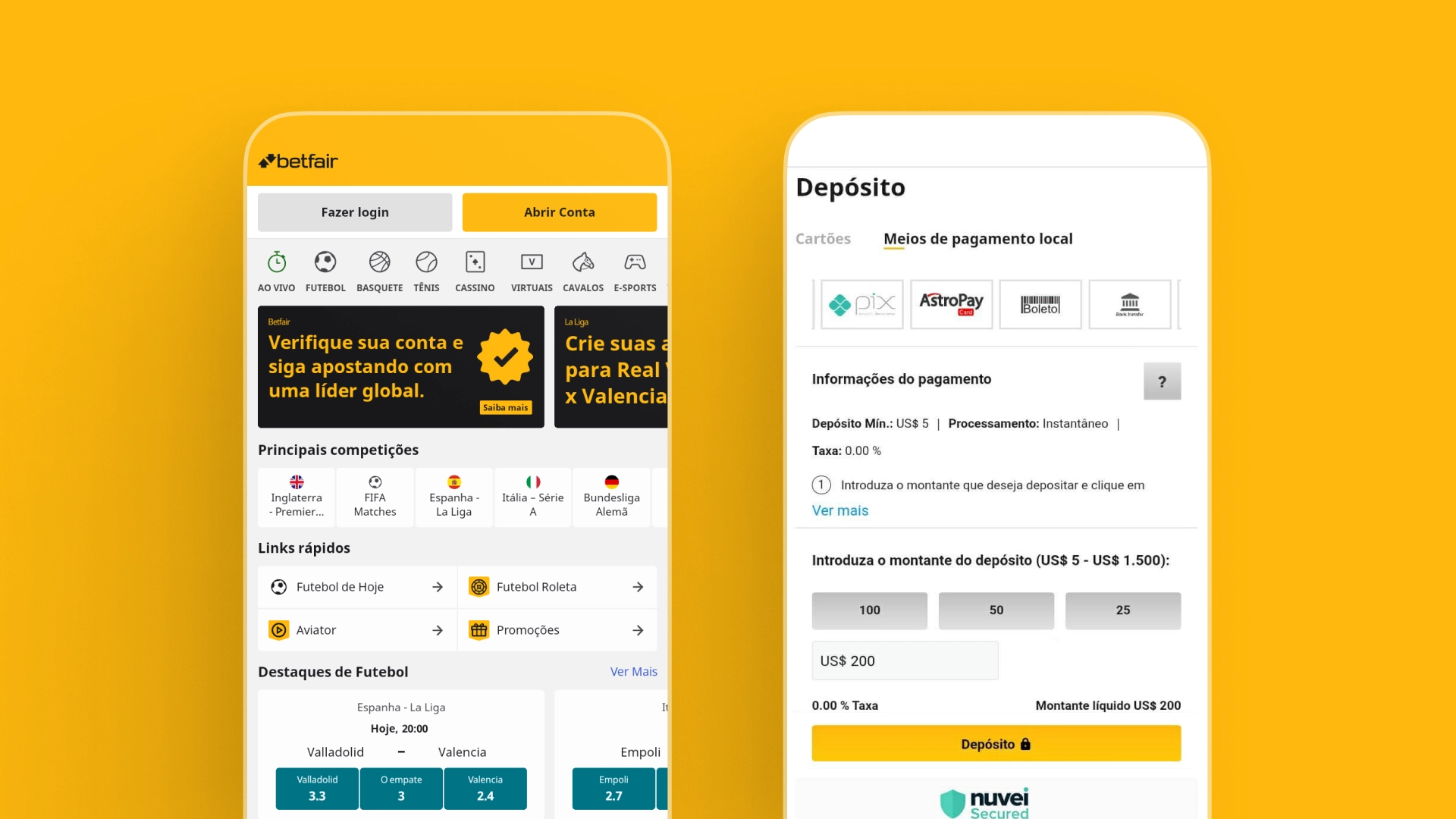 imagem deposito betfair
