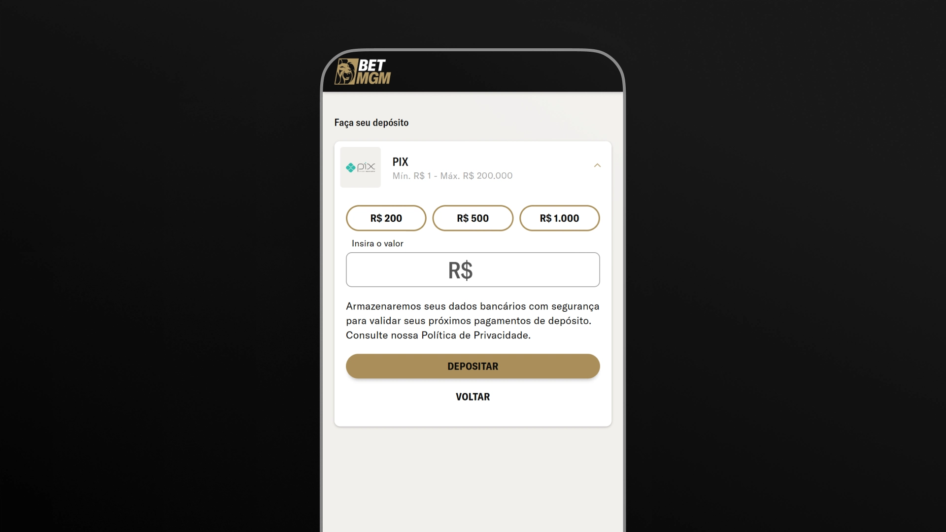 imagem deposito betmgm