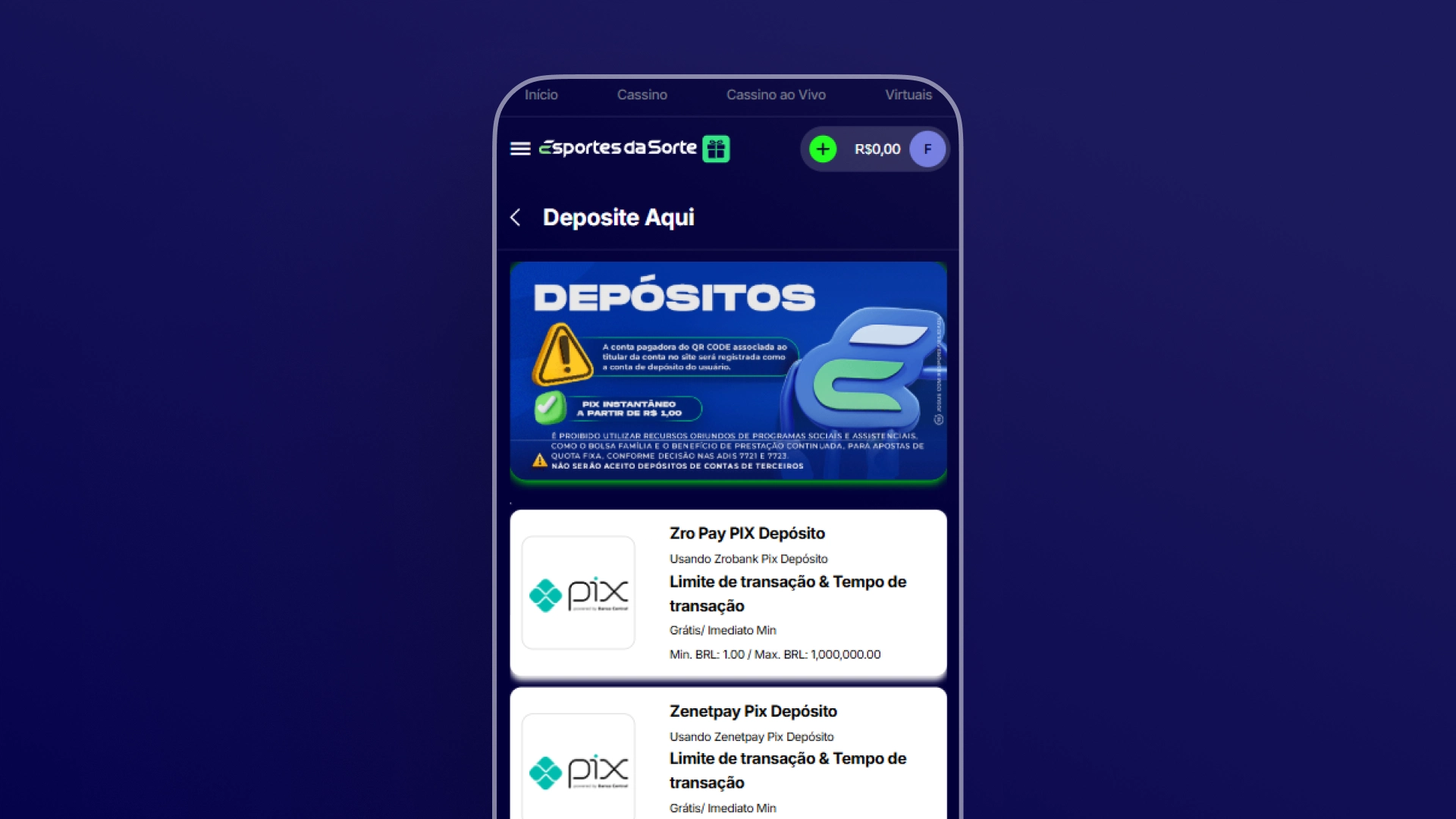imagem deposito esportes da sorte