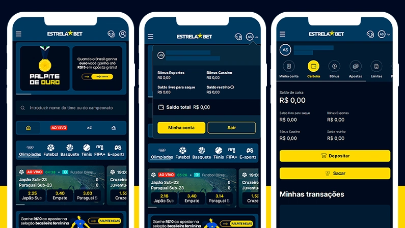 Imagem mostra smartphones abertos na página de saque da Estrela Bet