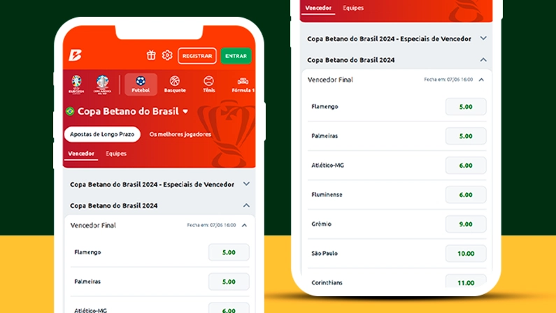 Imagem mostra smartphones abertos na página de apostas