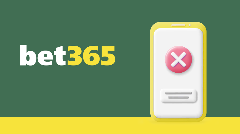Imagem mostra ilustração de um celular com o símbolo de erro ao lado da logomarca da bet365