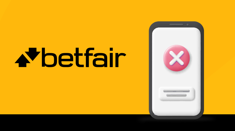 Imagem mostra ilustração de um celular com o símbolo de erro ao lado da logomarca da Betfair