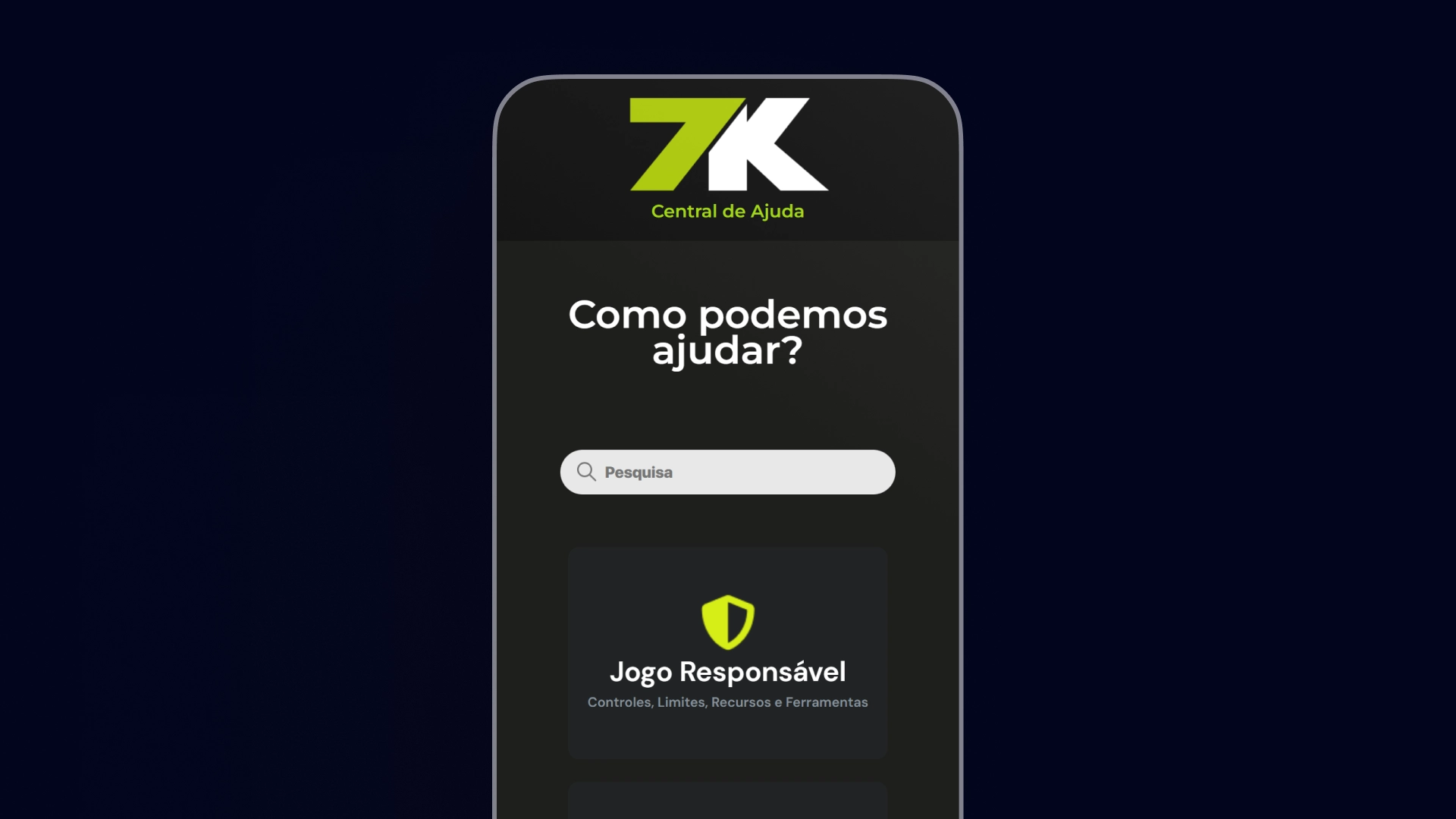 imagem ilustrativa central de ajuda 7kbet