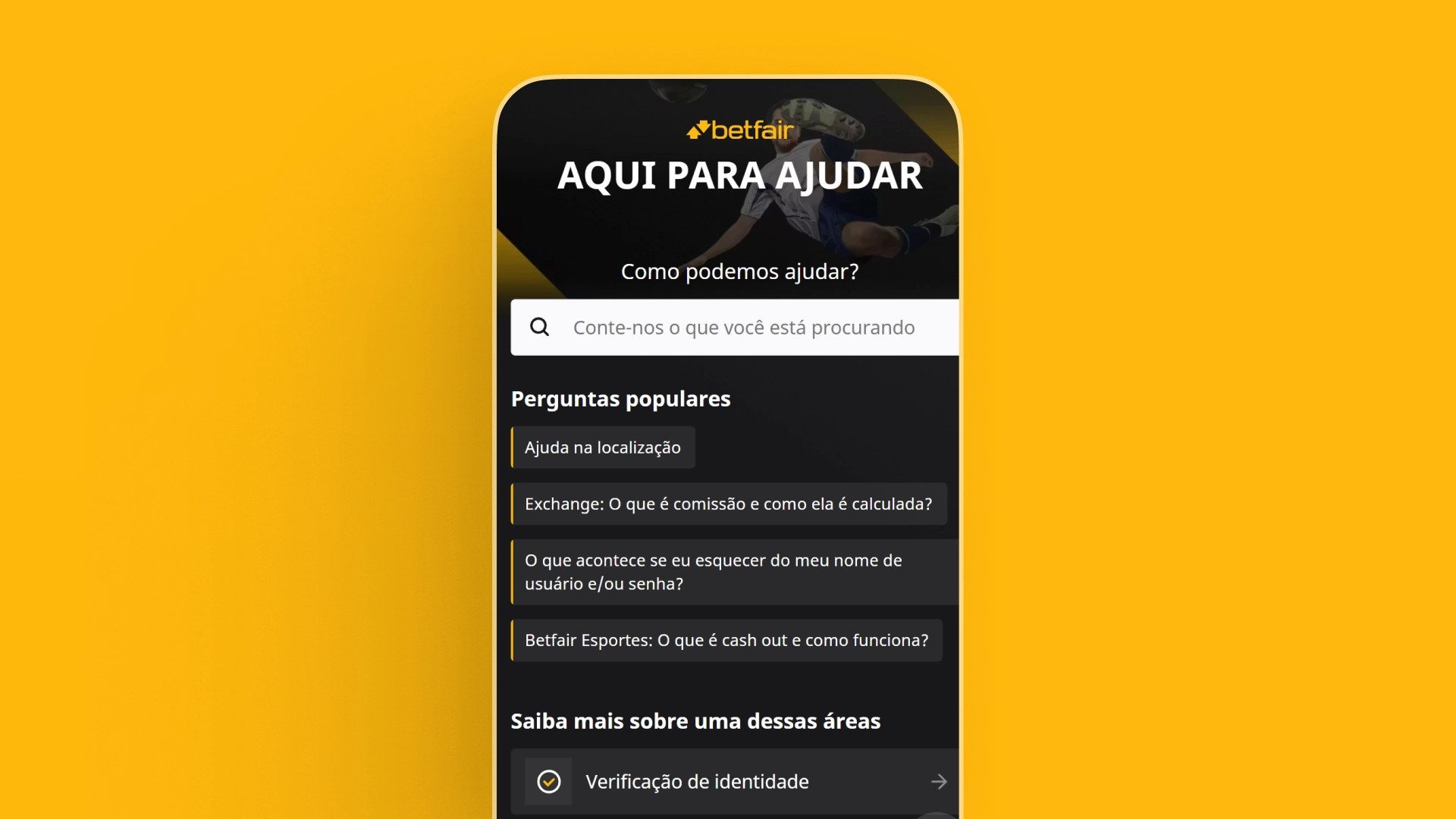 imagem ilustrativa central de ajuda Betfair