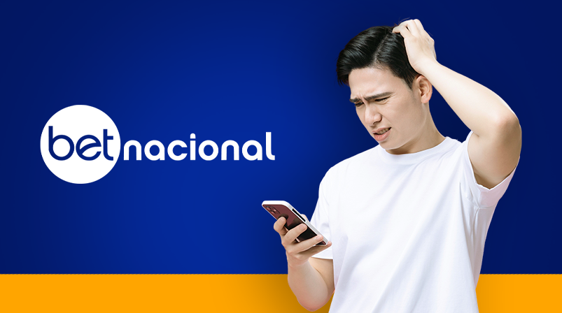 Imagem mostra homem pensativo ao utilizar um celular ao lado da Betnacional