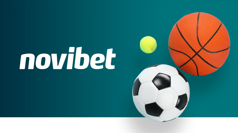 Imagem mostra bolas de basquete, futebol e beisebol ao lado da logomarca da Novibet