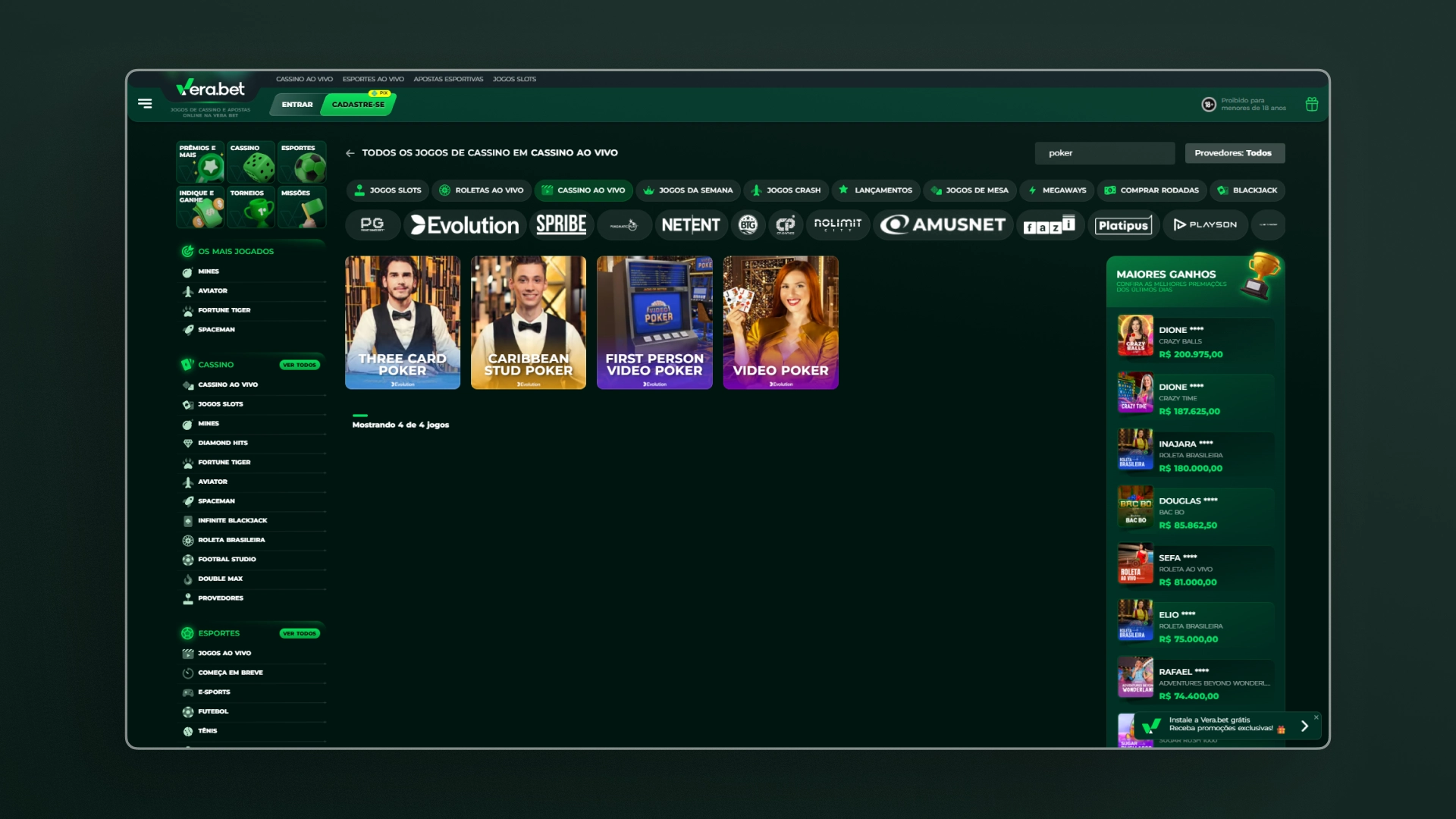 imagem ilustrativa poker Vera Bet