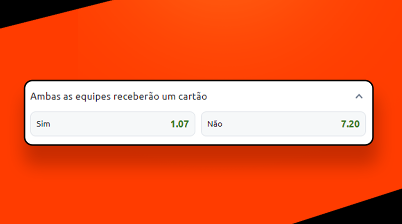 Imagem mostra tabela com odds do mercado ambas equipes receberão cartão da Betano