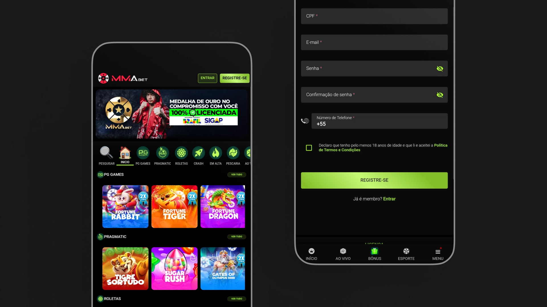 imagem mobile cadastro MMABet