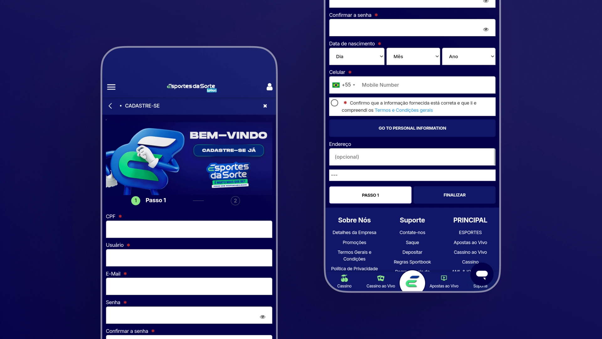 imagem mobile cadastro esportes da sorte