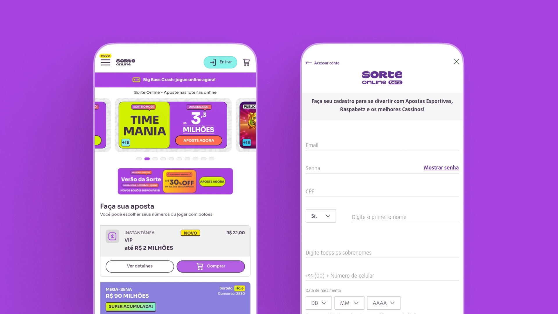 imagem mobile cadastro sorte online