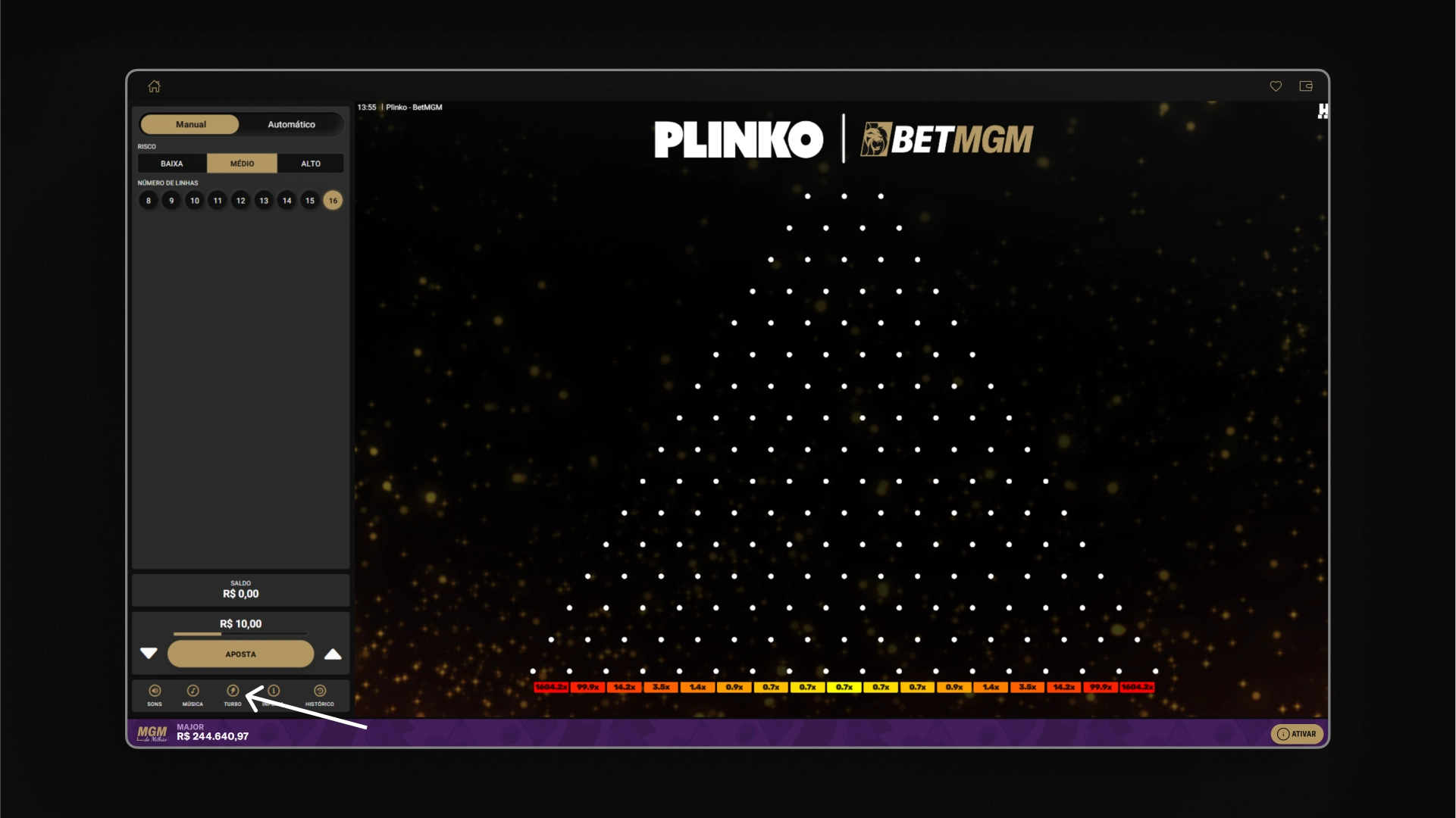 imagem modo turbo plinko BetMGM