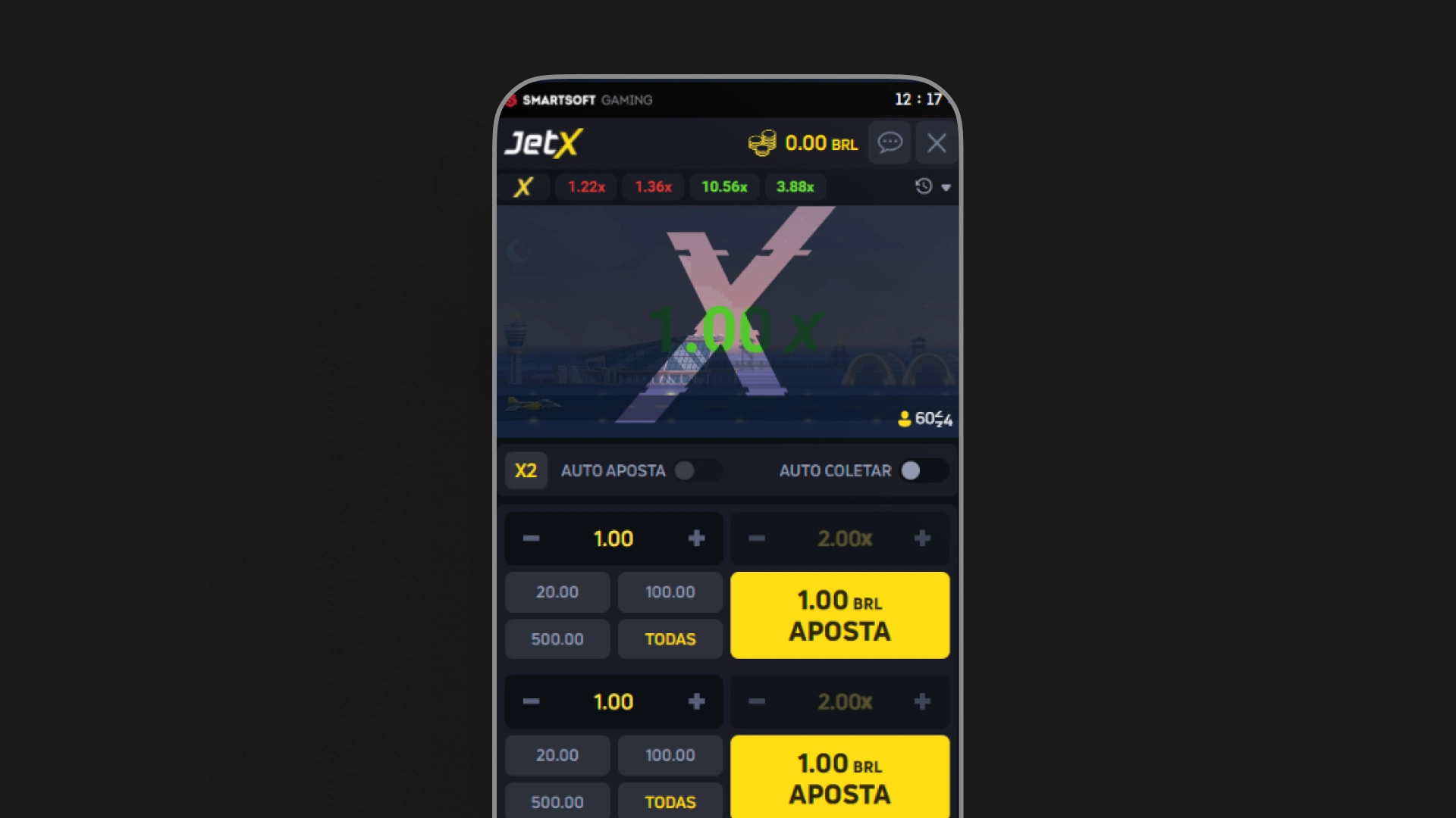 imagem screenshot inicial JetX