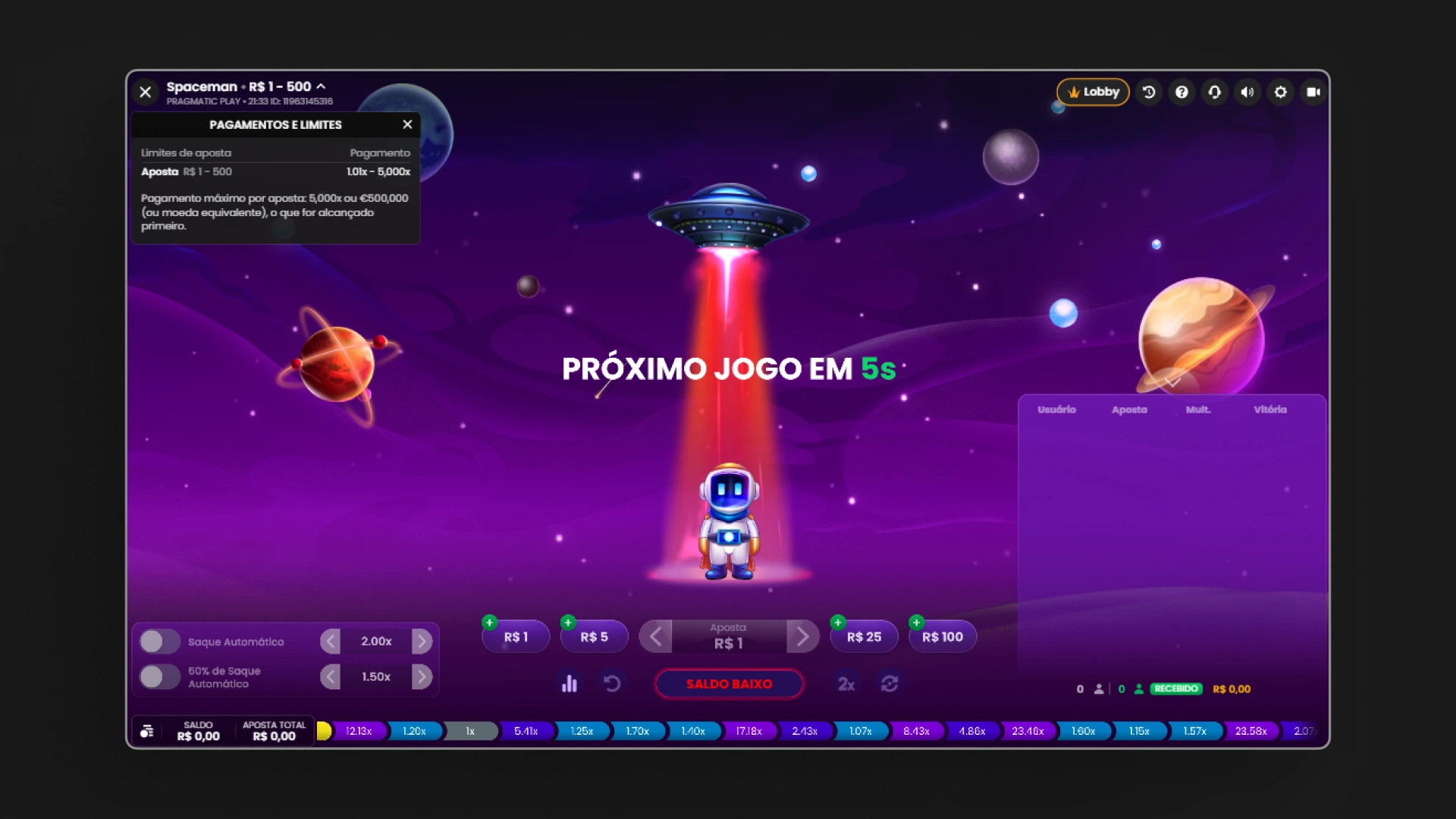 imagem screenshot inicial Spaceman