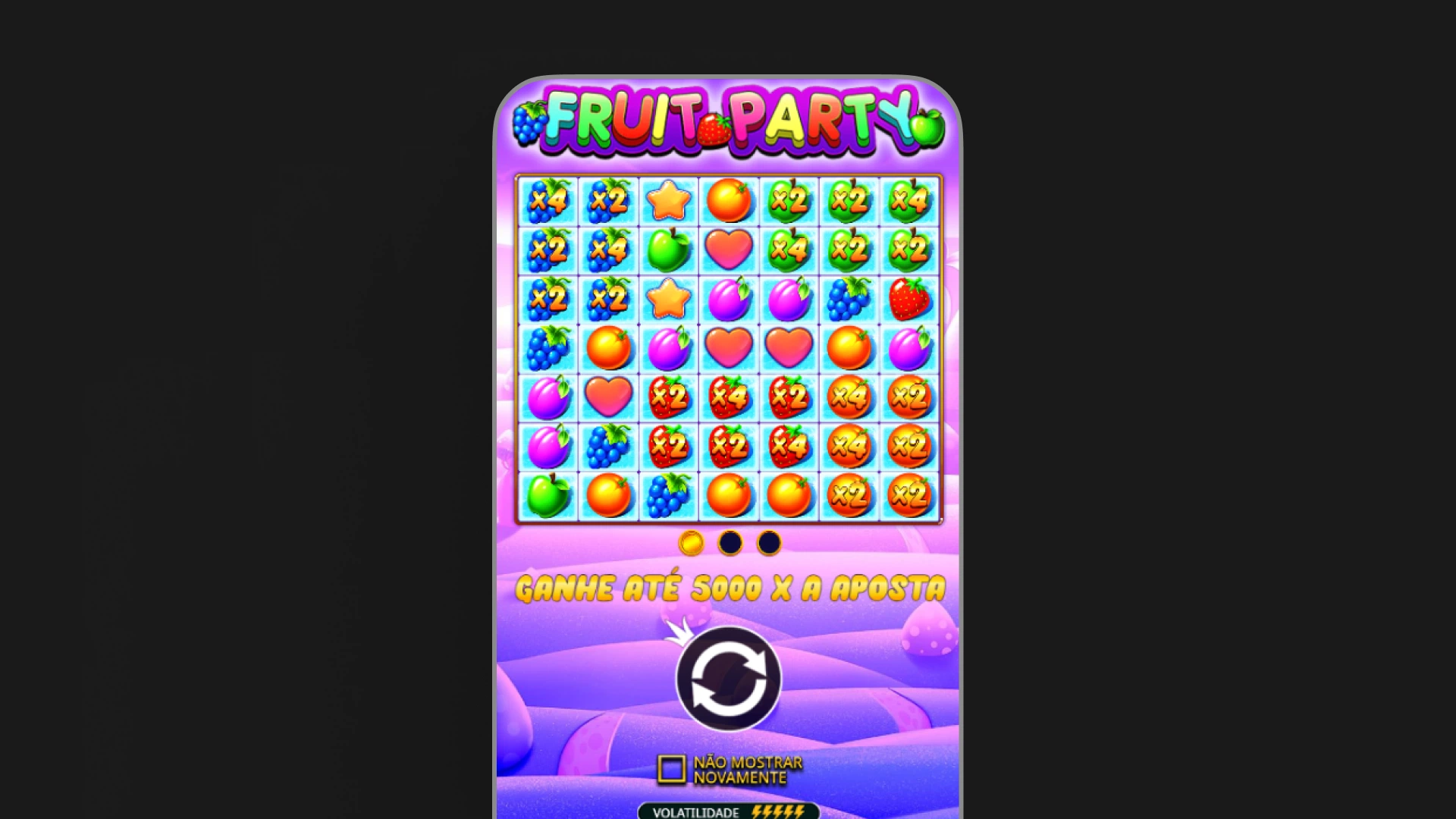 imagem screenshot inicial fruit party