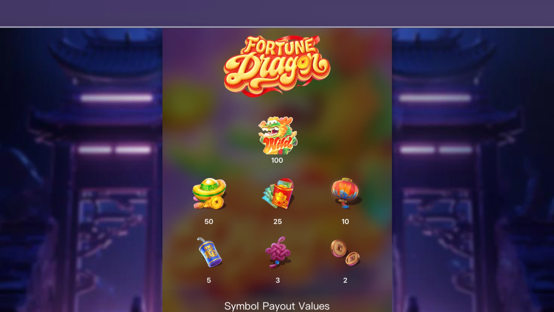 imagem simbolos fortune dragon